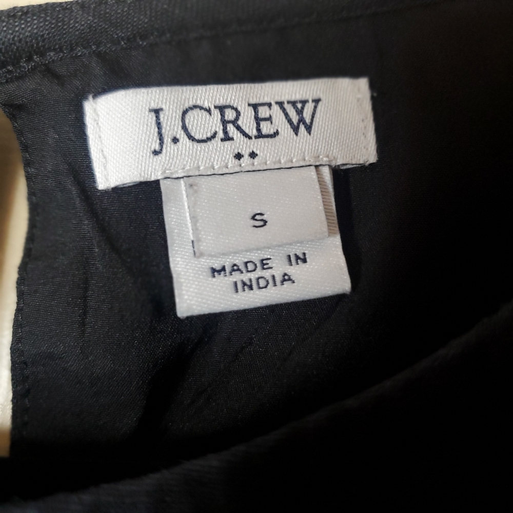 J. Crew Linen Blend Black Dress Embroidered Floral Boho Size Small Made … - Picture 3 of 11